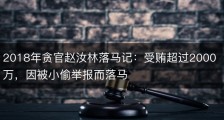 2018年贪官赵汝林落马记：受贿超过2000万，因被小偷举报而落马