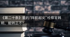 《第二十条》里的“阵前起义”检察官韩明，能转正不？