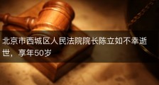 北京市西城区人民法院院长陈立如不幸逝世，享年50岁