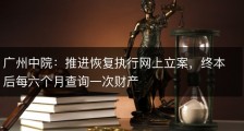 广州中院：推进恢复执行网上立案，终本后每六个月查询一次财产