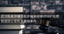 武汉陈某涉嫌贷款诈骗案经律师辩护检察院退回公安机关撤销案件