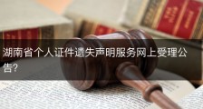 湖南省个人证件遗失声明服务网上受理公告？